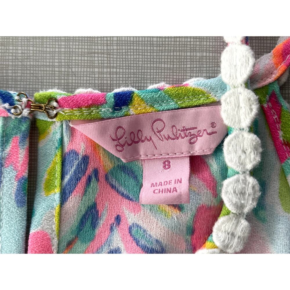 Lilly Pulitzer Size 8 Pearl Shift Dress Mini Colorful Tropical Vacation Crochet - Picture 10 of 12